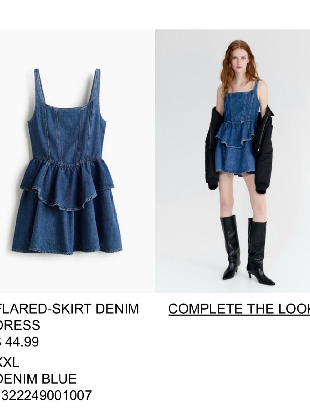H&M Denim Blue Tiered Peplum Mini Dress